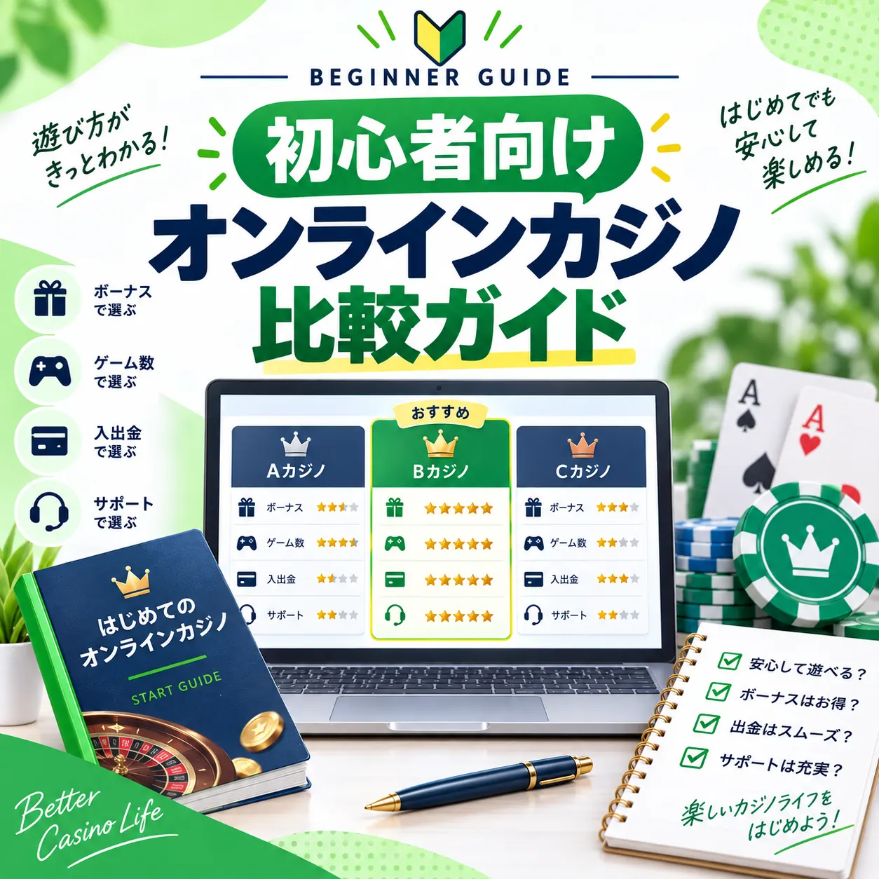 初心者向けオンラインカジノ比較の記事サムネイル